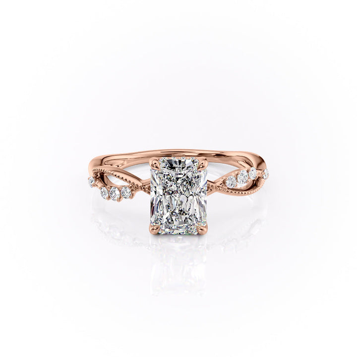 The Dallas Set With Radiant Side Stone Lab Diamond 1 Carat 18K Rose#material_18k-rose