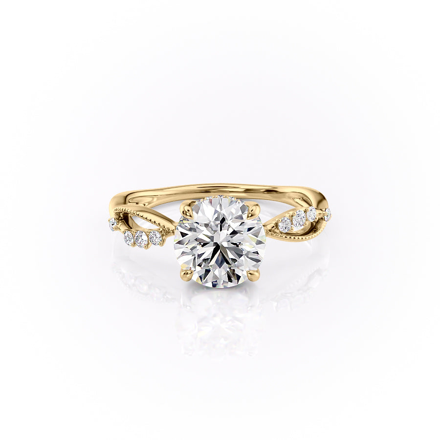 The Dallas Set With Round Nature Moissanite#material_14k-gold