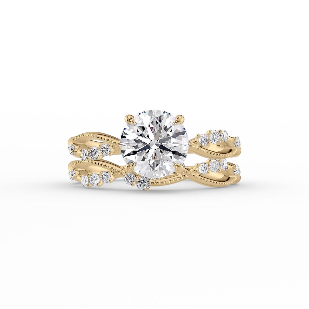 The Dallas Set With Round Nature Lab Diamond 2 Carat 14K Gold#material_14k-gold