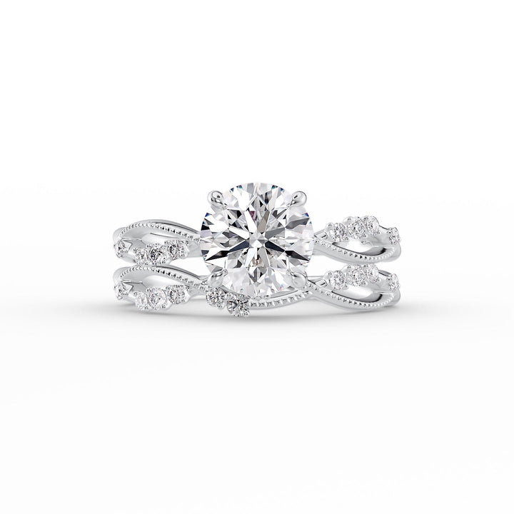 The Dallas Set With Round Nature Lab Diamond 2 Carat 14K White#material_14k-white