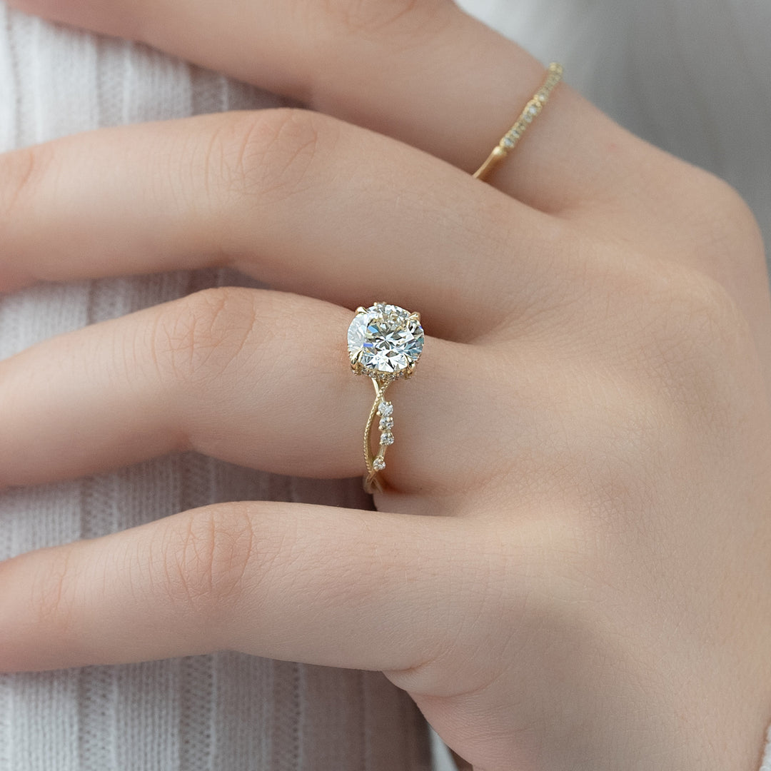 The Dallas Set With Round Nature Lab Diamond 3 Carat 18K Gold#material_18k-gold