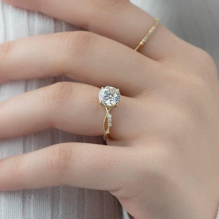 The Dallas Round Lab Diamond Moissanite Engagement Ring *Shown with 2 ct #material_gold