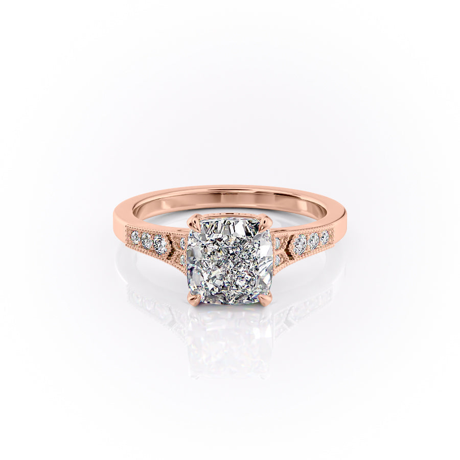 The Delilah Set With A Cushion Lab Diamond-L'Amour Brilliance #material_rose