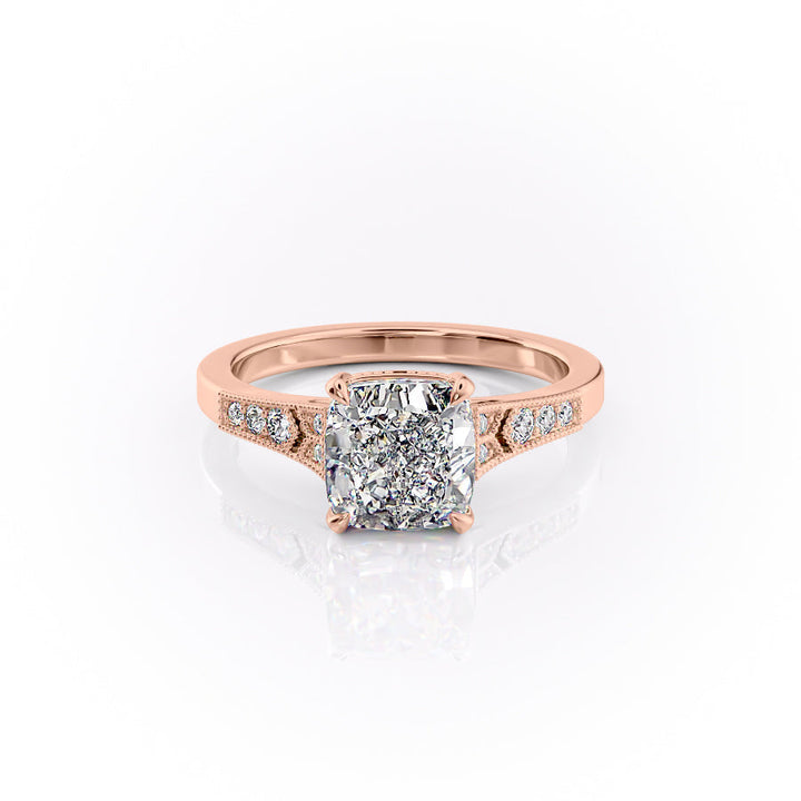 The Delilah Set With A Cushion Lab Diamond-L'Amour Brilliance #material_rose