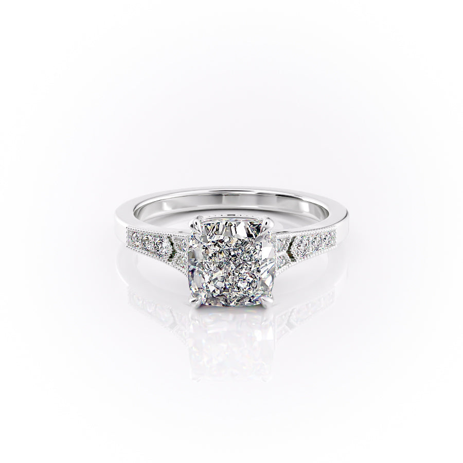 The Delilah Set With A Cushion Lab Diamond-L'Amour Brilliance #material_white