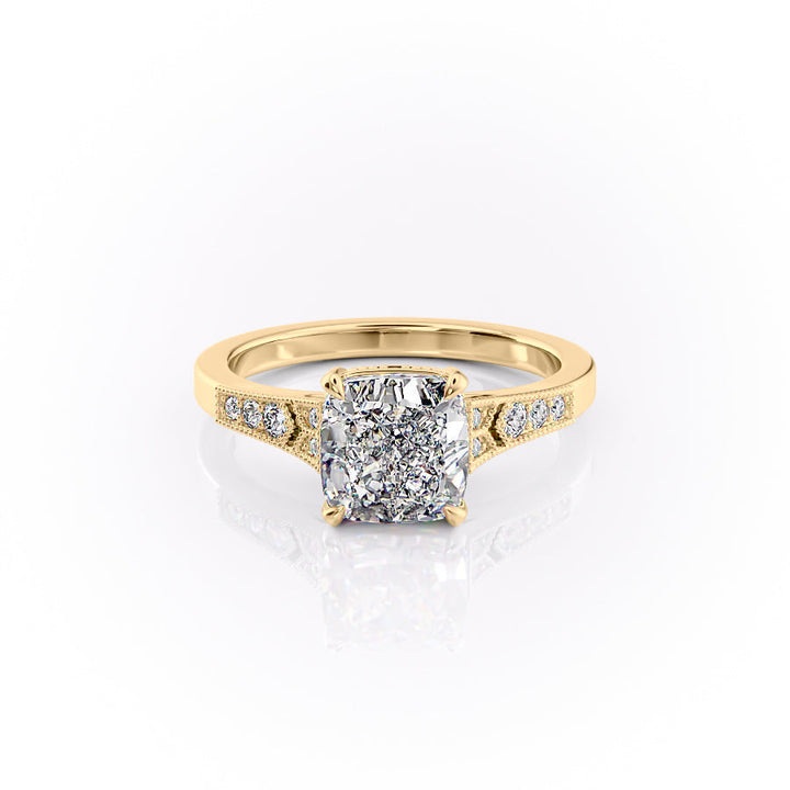 The Delilah Set With A Cushion Lab Diamond-L'Amour Brilliance #material_gold