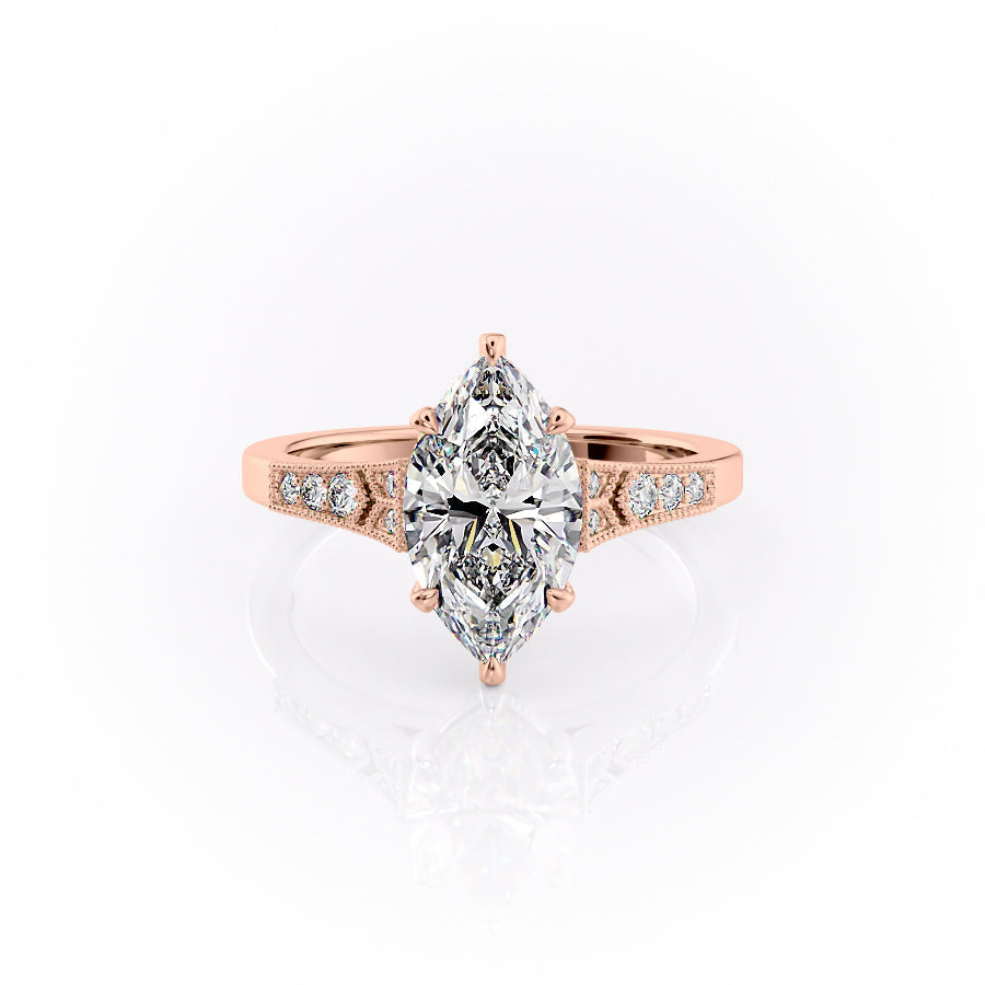 The Delilah Set With A Marquise Lab Diamond-L'Amour Brilliance #material_rose