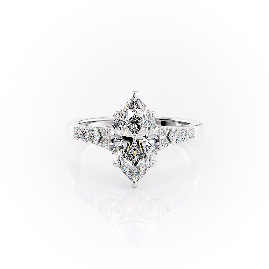 The Delilah Set With A Marquise Lab Diamond-L'Amour Brilliance #material_white