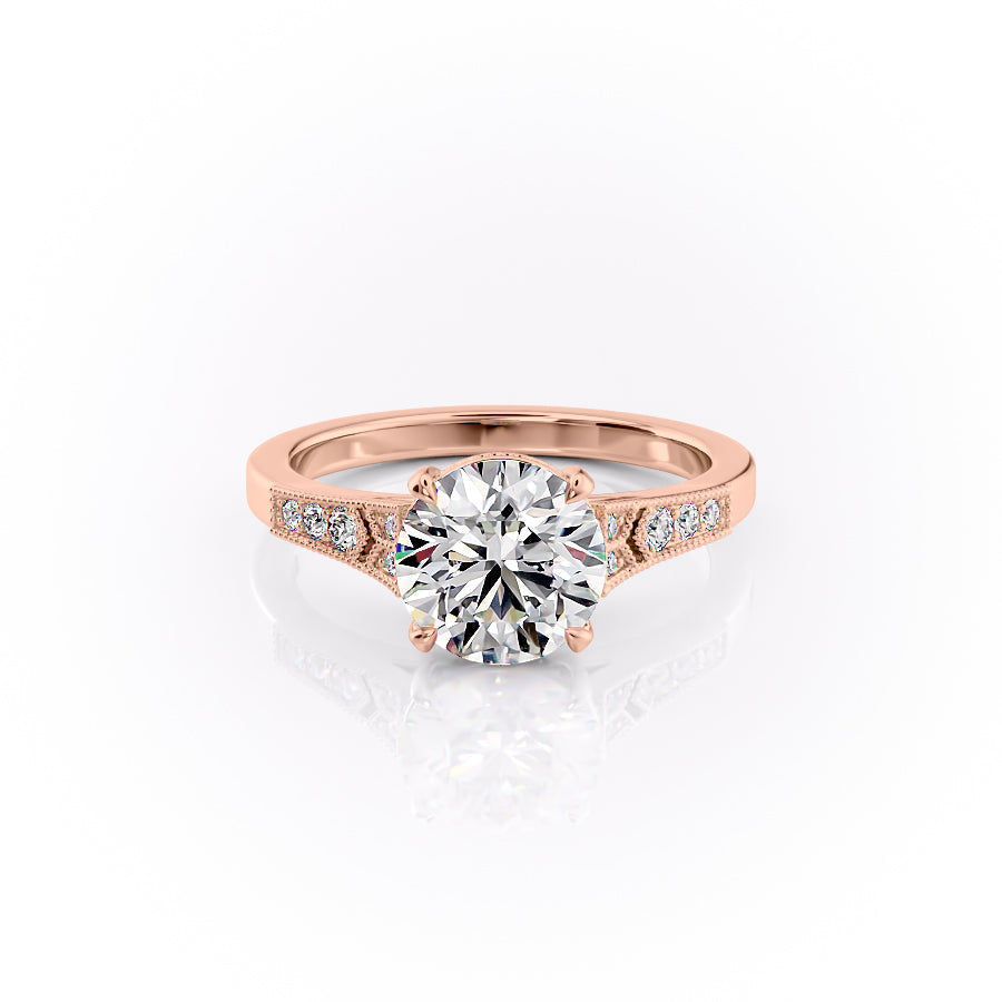 The Delilah Set With A Round Lab Diamond-L'Amour Brilliance #material_rose
