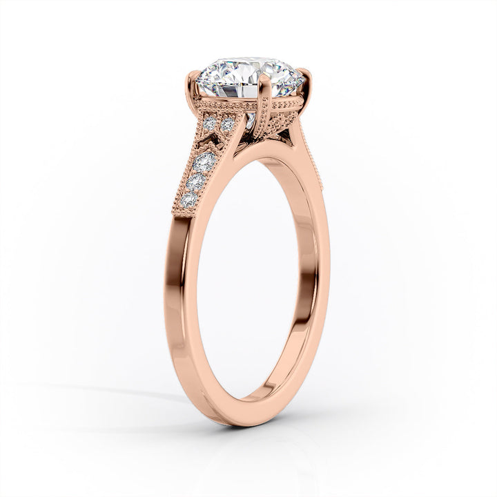 The Delilah Set With A Round Lab Diamond#material_rose