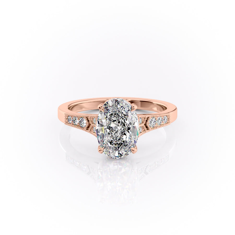 The Delilah Set With An Oval Lab Diamond-L'Amour Brilliance #material_rose