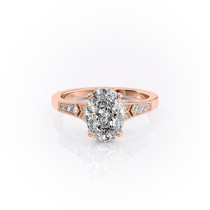 The Delilah Set With An Oval Lab Diamond-L'Amour Brilliance #material_rose