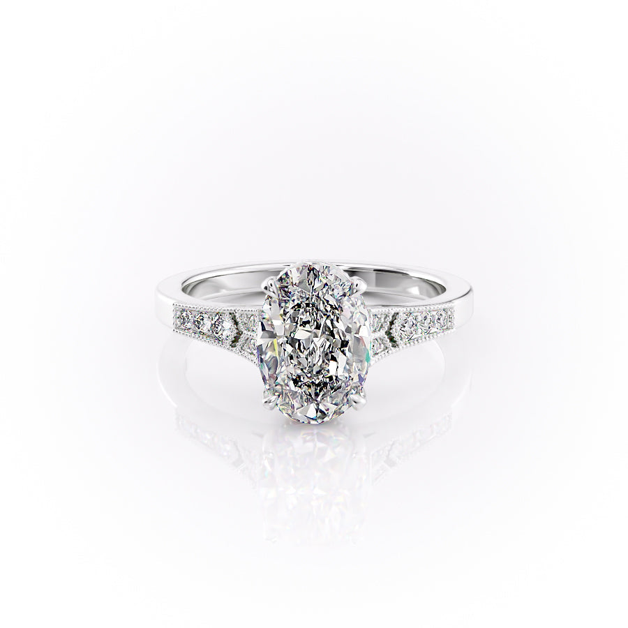 The Delilah Set With An Oval Lab Diamond-L'Amour Brilliance #material_white