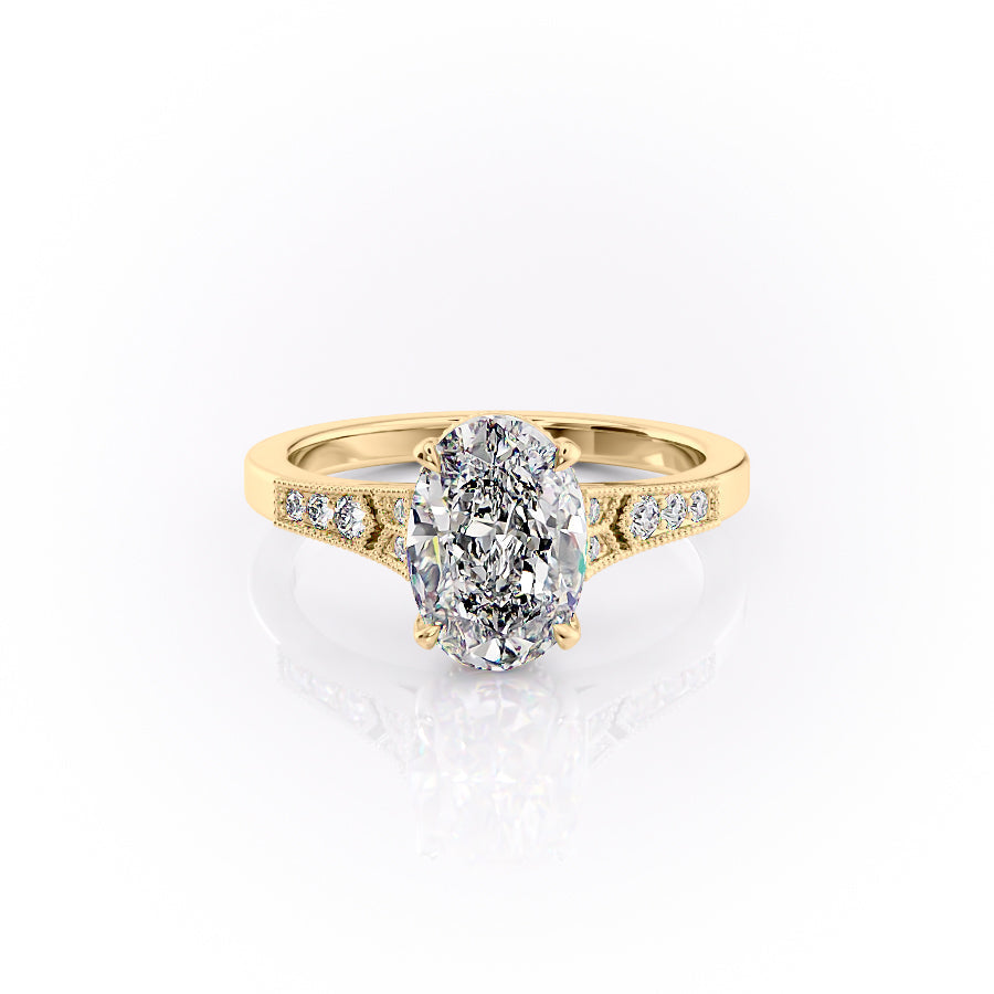 The Delilah Set With An Oval Lab Diamond-L'Amour Brilliance #material_gold