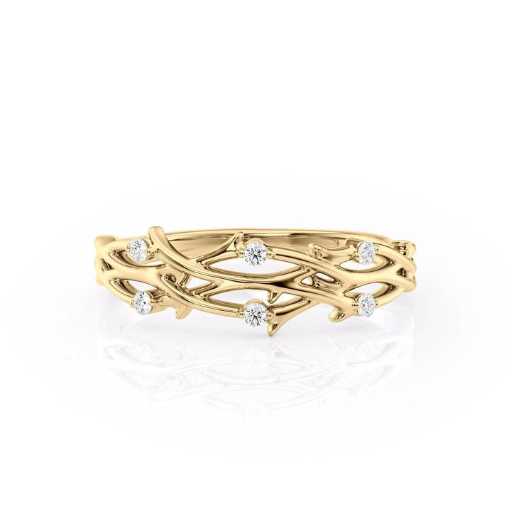 The Double Coco Wedding Bands Diamonds Half Way 14K Gold#material_14k-gold