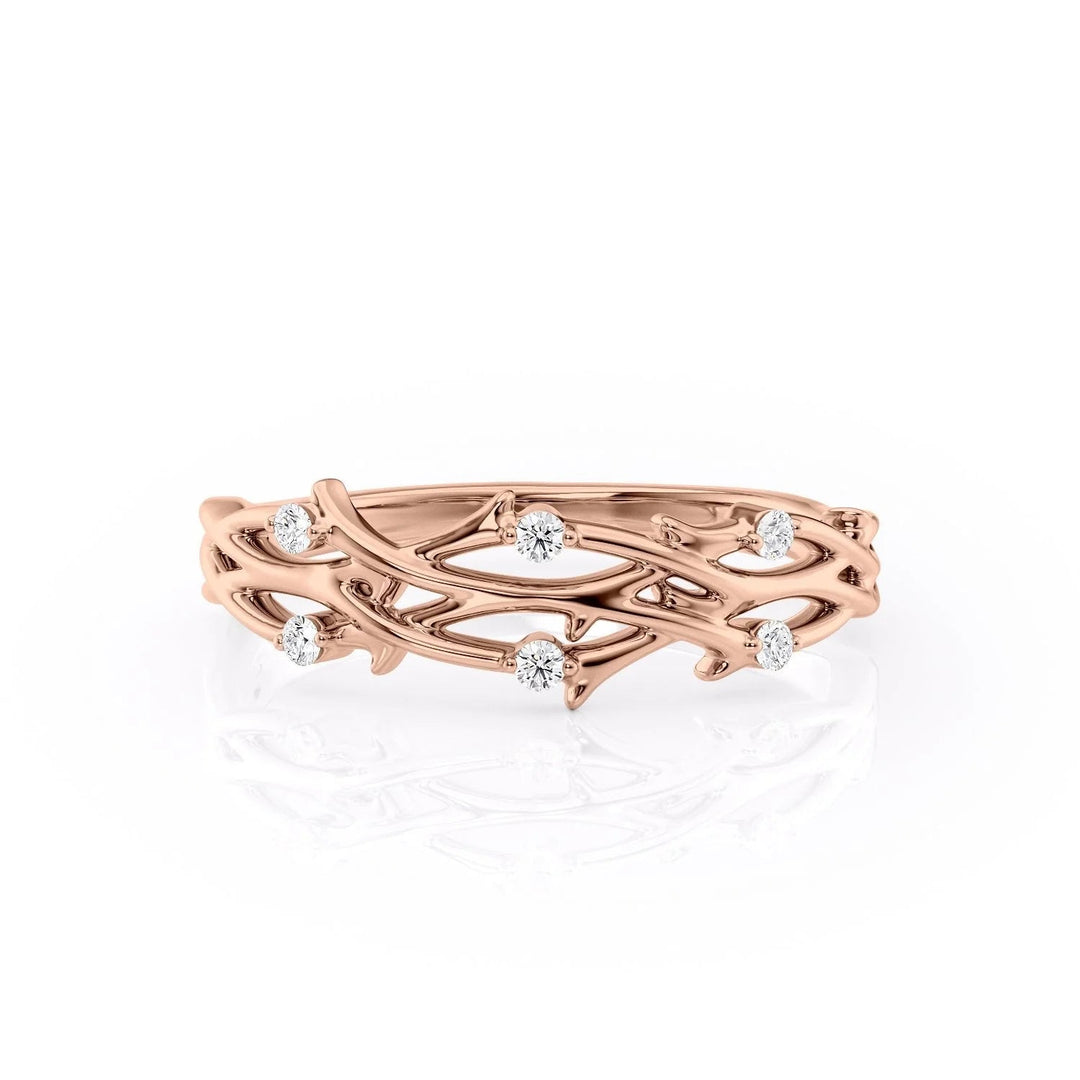 The Double Coco Wedding Bands Diamonds Half Way 14K Rose#material_14k-rose