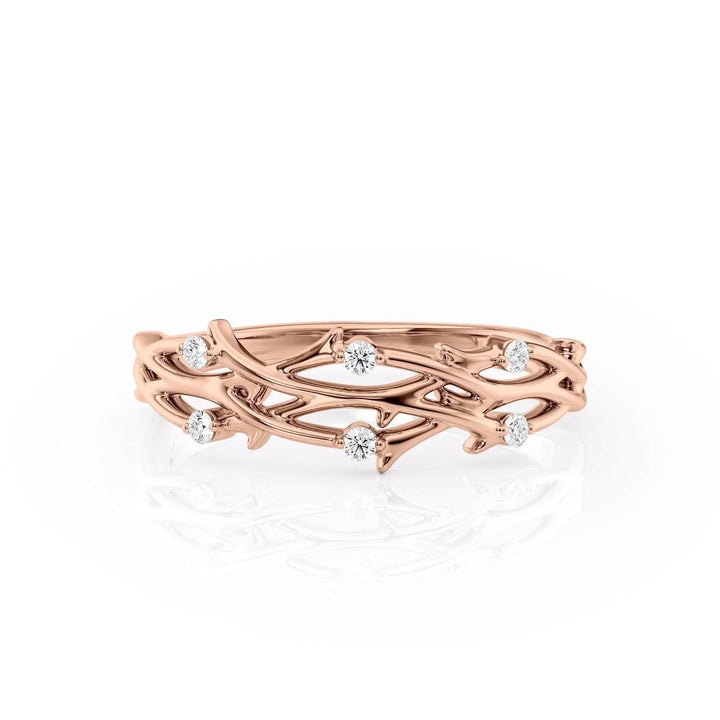 The Double Coco Wedding Bands Diamonds Half Way 14K Rose#material_14k-rose