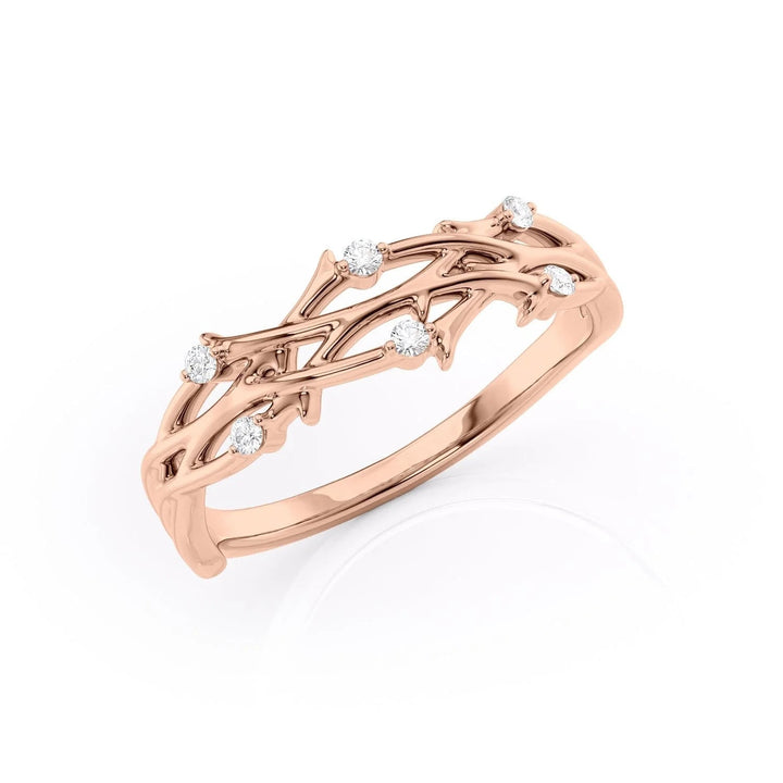 The Double Coco Wedding Bands Diamonds Half Way 14K Rose#material_14k-rose