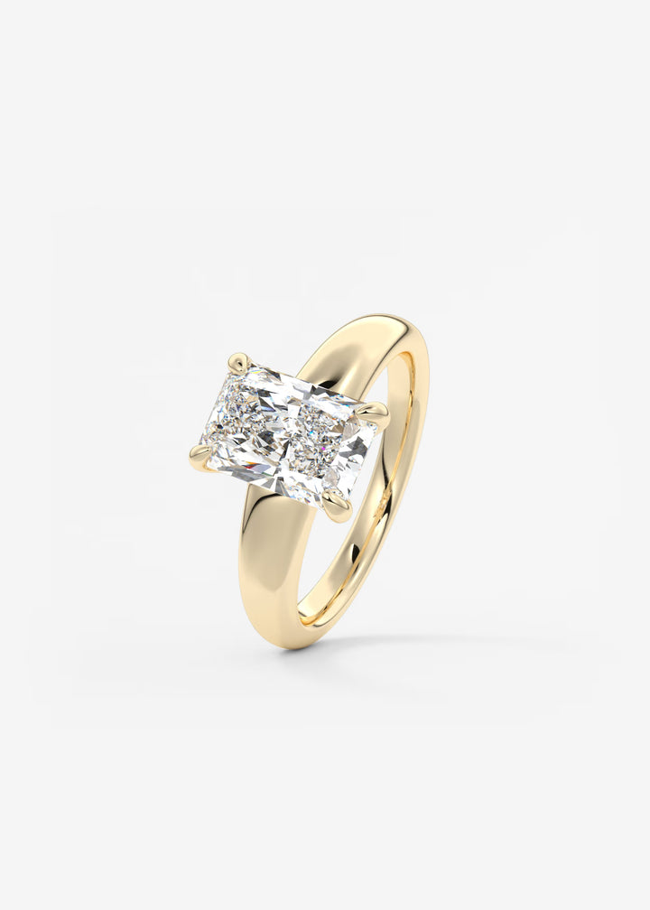 The Dune Engagement Ring with Radiant Cut Diamond#material_gold