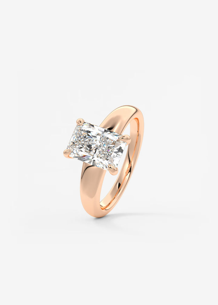 The Dune Engagement Ring with Radiant Cut Diamond#material_rose