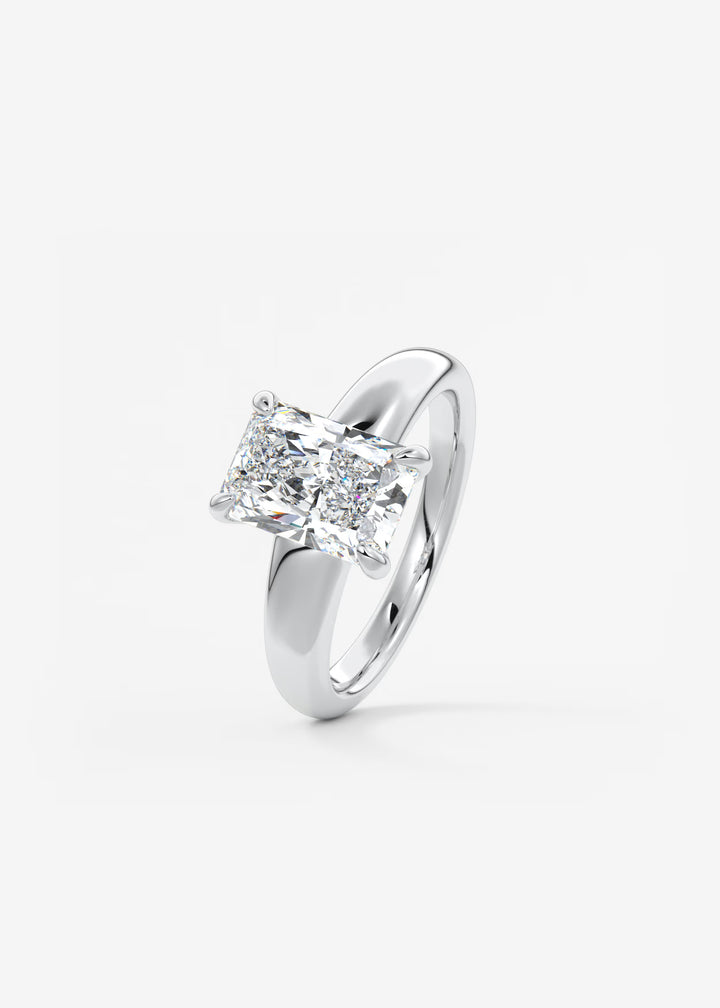 The Dune Engagement Ring with Radiant Cut Diamond#material_white