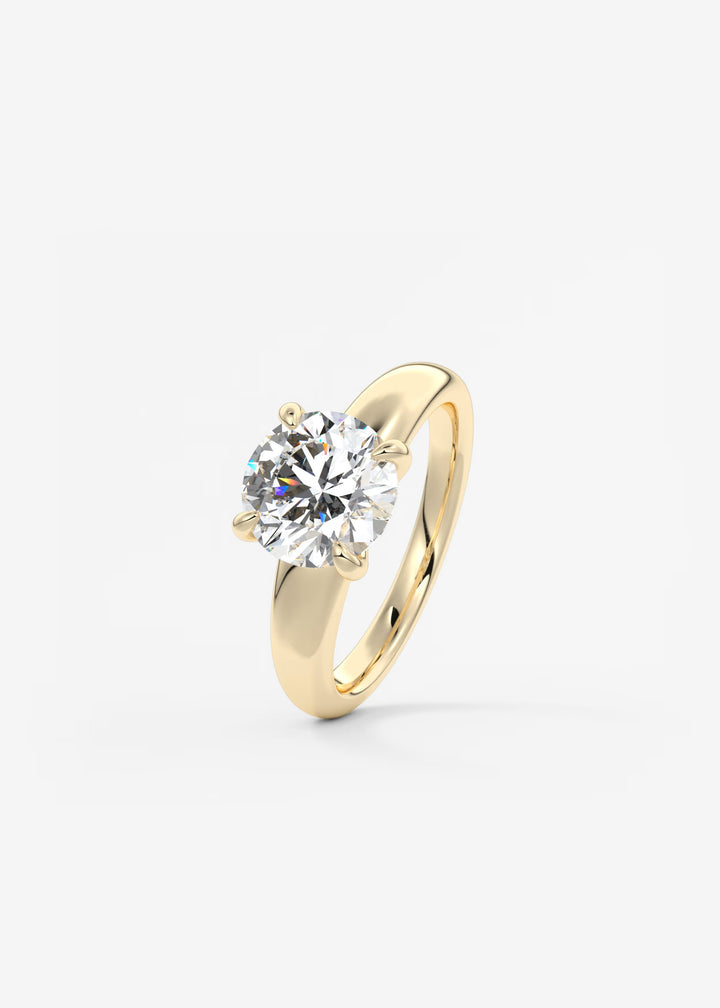 The Dune Engagement Ring with Round Diamond#material_gold