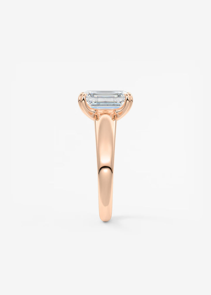 The Dune Engagement Ring with Emerald Cut Diamond#material_rose