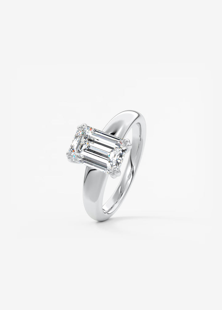 The Dune Engagement Ring with Emerald Cut Diamond#material_white