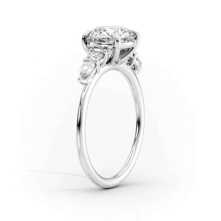 The Dylan Set With Cushion Side Stone Moissanite#material_14k-white