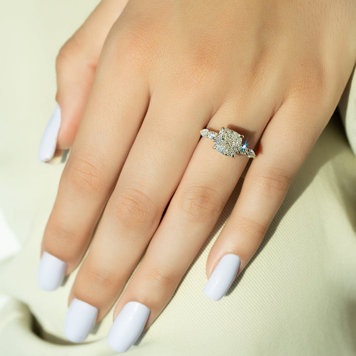 The Dylan Cushion Lab Diamond Moissanite Engagement Ring *Shown with 3 ct #material_gold