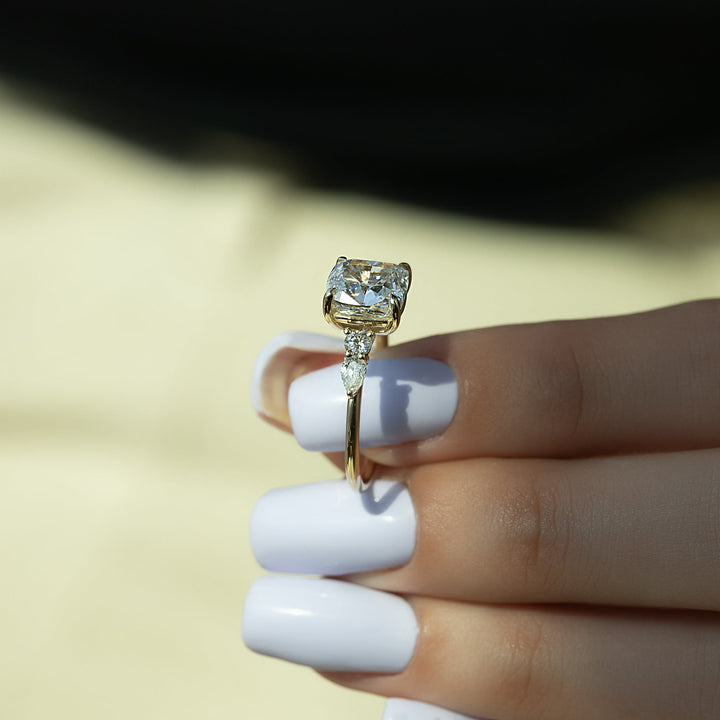 The Dylan Cushion Lab Diamond Moissanite Engagement Ring *Shown with 3 ct #material_gold