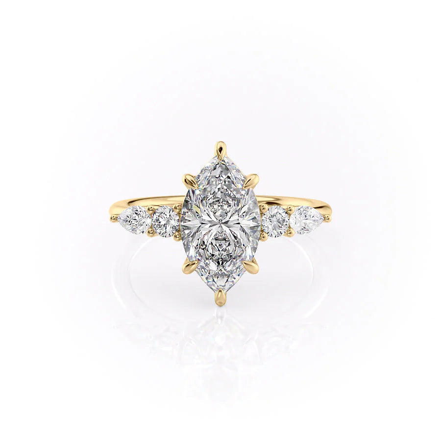 The Dylan Set With Marquise Side Stone Lab Diamond 1 Carat 14K Gold#material_14k-gold