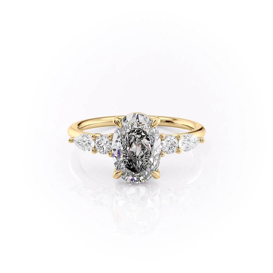 The Dylan Set With Oval Side Stone Lab Diamond 1 Carat 14K Gold#material_14k-gold