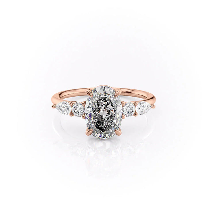 The Dylan Set With Oval Side Stone Moissanite#material_18k-rose