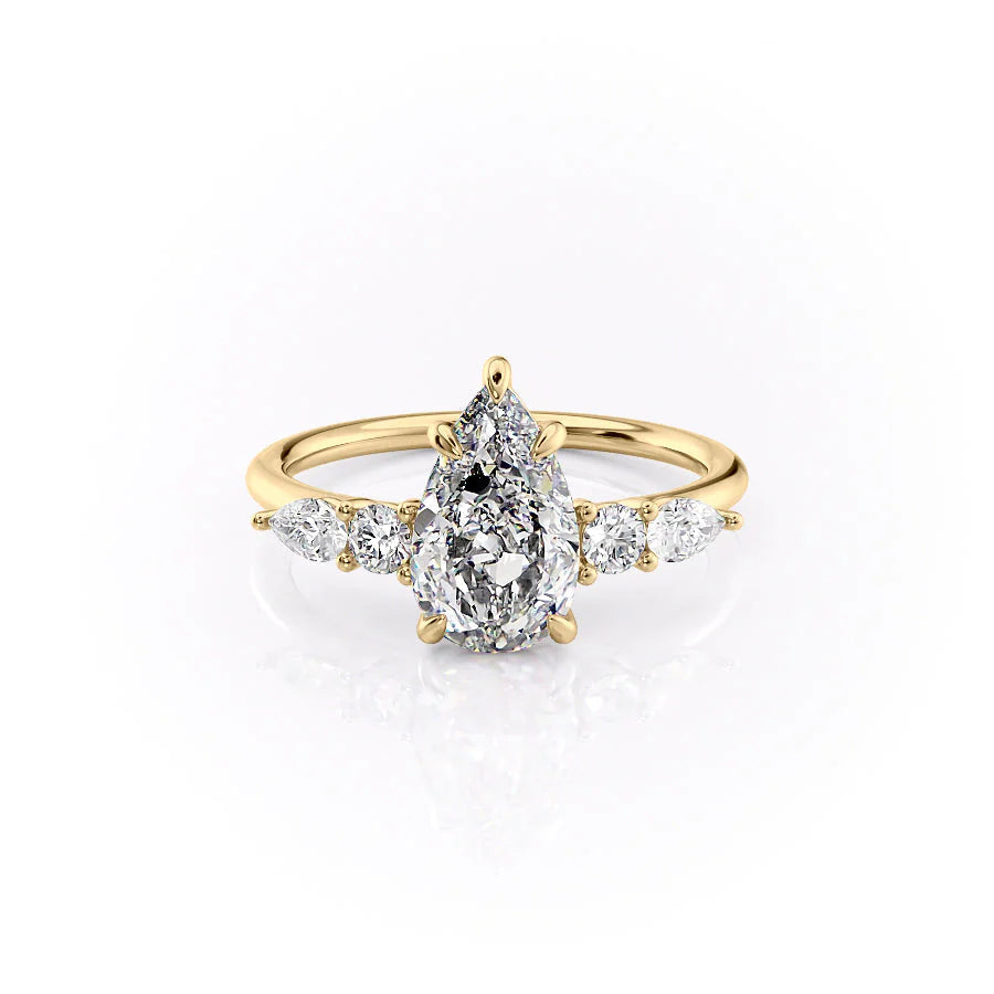 The Dylan Set With Pear Side Stone Lab Diamond 1 Carat 14K Gold#material_14k-gold