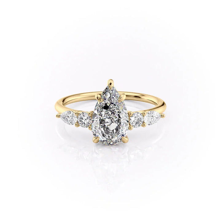 The Dylan Set With Pear Side Stone Moissanite#material_14k-gold