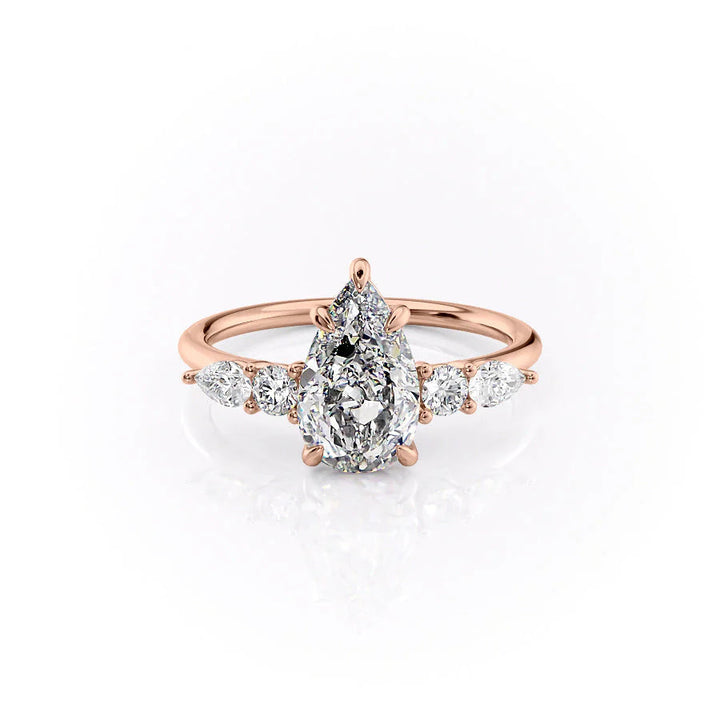 The Dylan Set With Pear Side Stone Lab Diamond 1 Carat 14K Rose#material_14k-rose