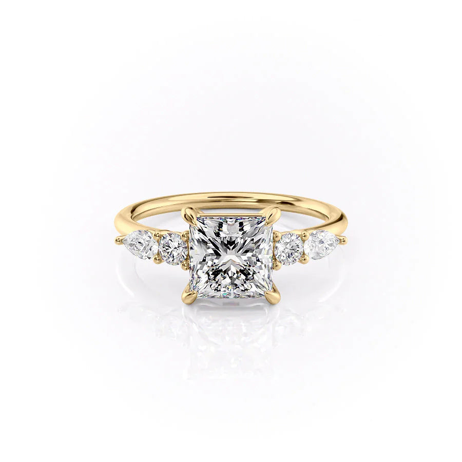 The Dylan Set With Princess Side Stone Lab Diamond 1 Carat 14K Gold#material_14k-gold