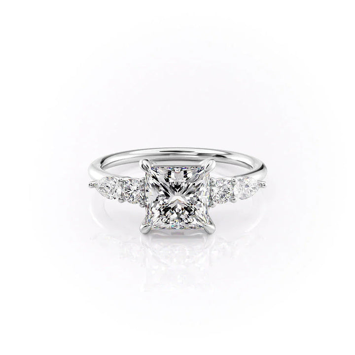 The Dylan Set With Princess Side Stone Lab Diamond 1 Carat 14K White#material_14k-white