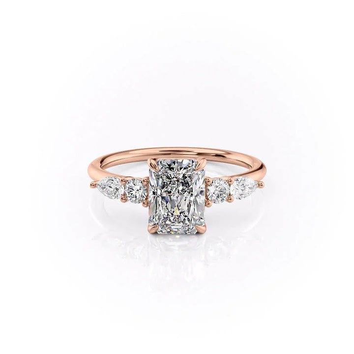 The Dylan Set With Radiant Side Stone Lab Diamond 1 Carat 14K Rose#material_14k-rose