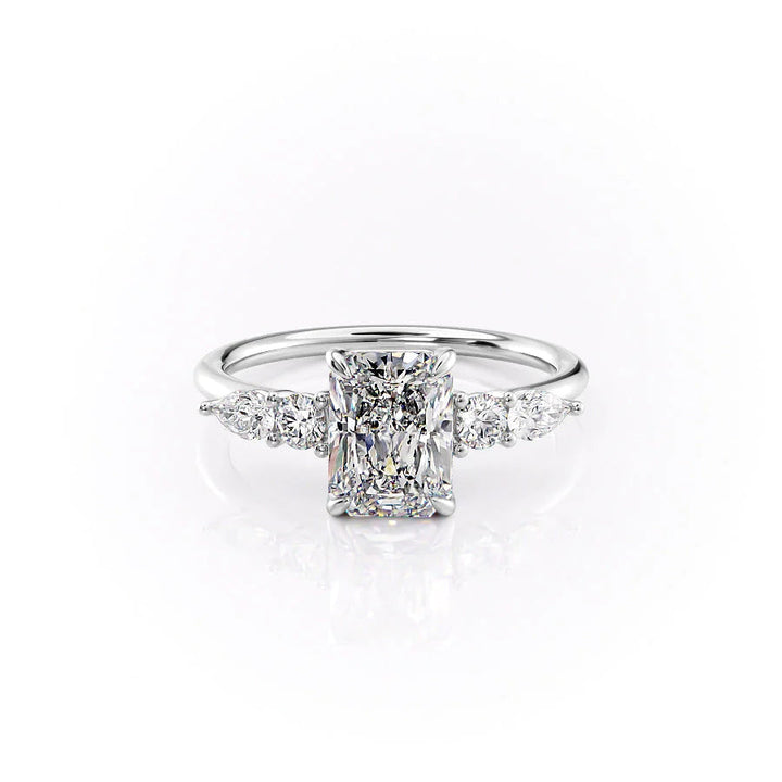 The Dylan Set With Radiant Side Stone Lab Diamond 1 Carat 14K White#material_14k-white