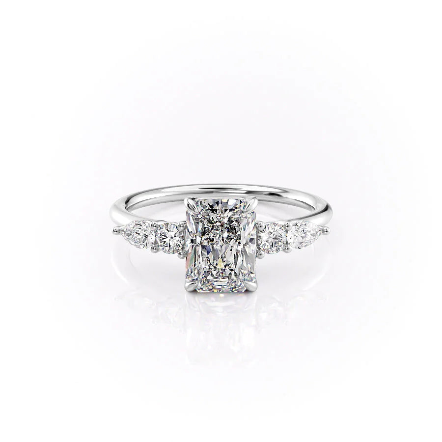 The Dylan Set With Radiant Side Stone Moissanite#material_14k-white