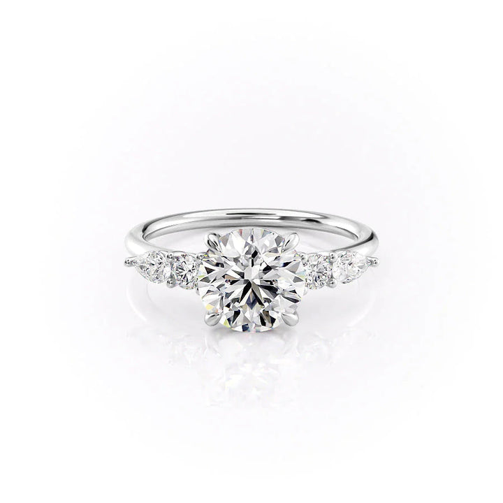 The Dylan Set With Round Side Stone Lab Diamond 1 Carat 14K White#material_14k-white