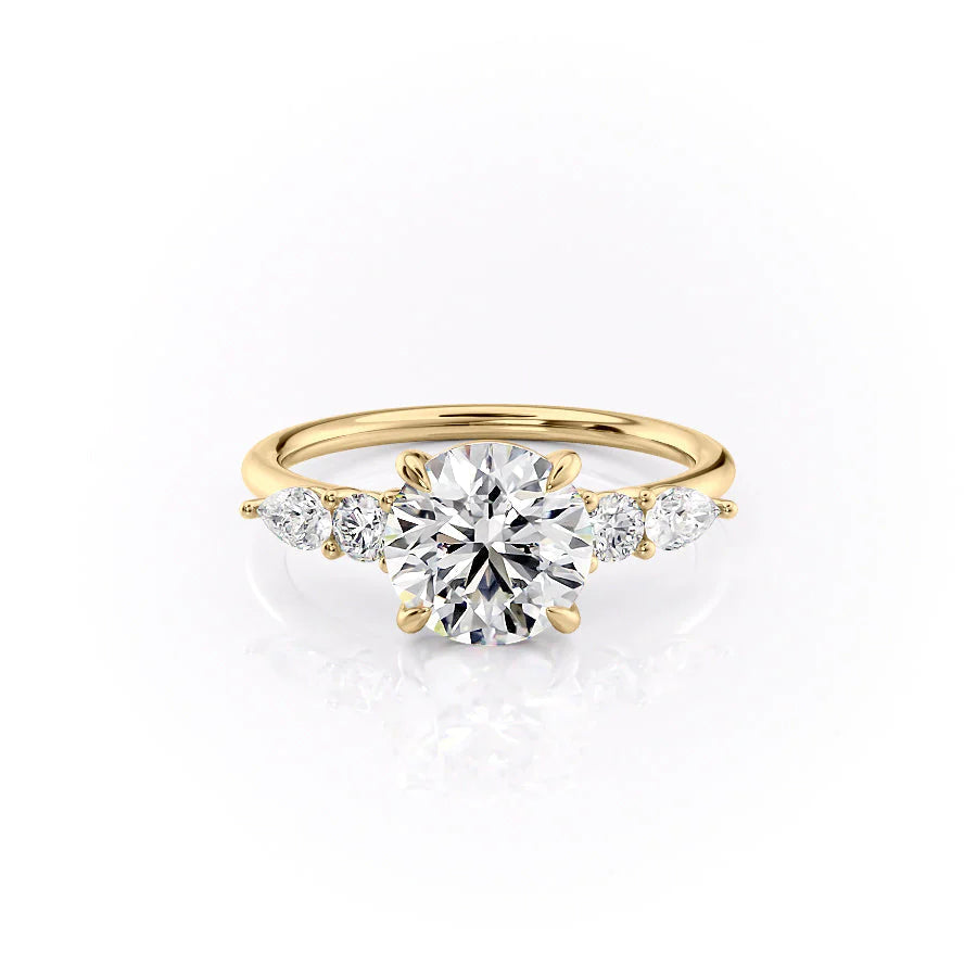 The Dylan Set With Round Side Stone Lab Diamond 1 Carat 18K Gold#material_18k-gold