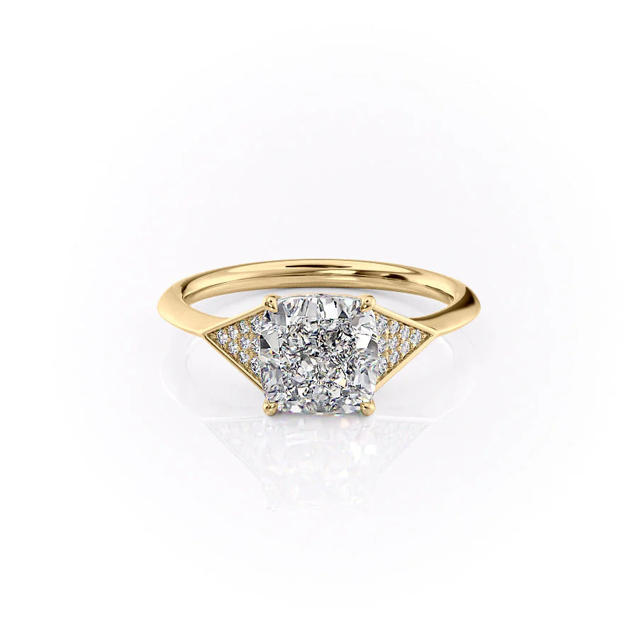 The Easton Set With Cushion Side Stone Lab Diamond 1 Carat 14K Gold#material_14k-gold