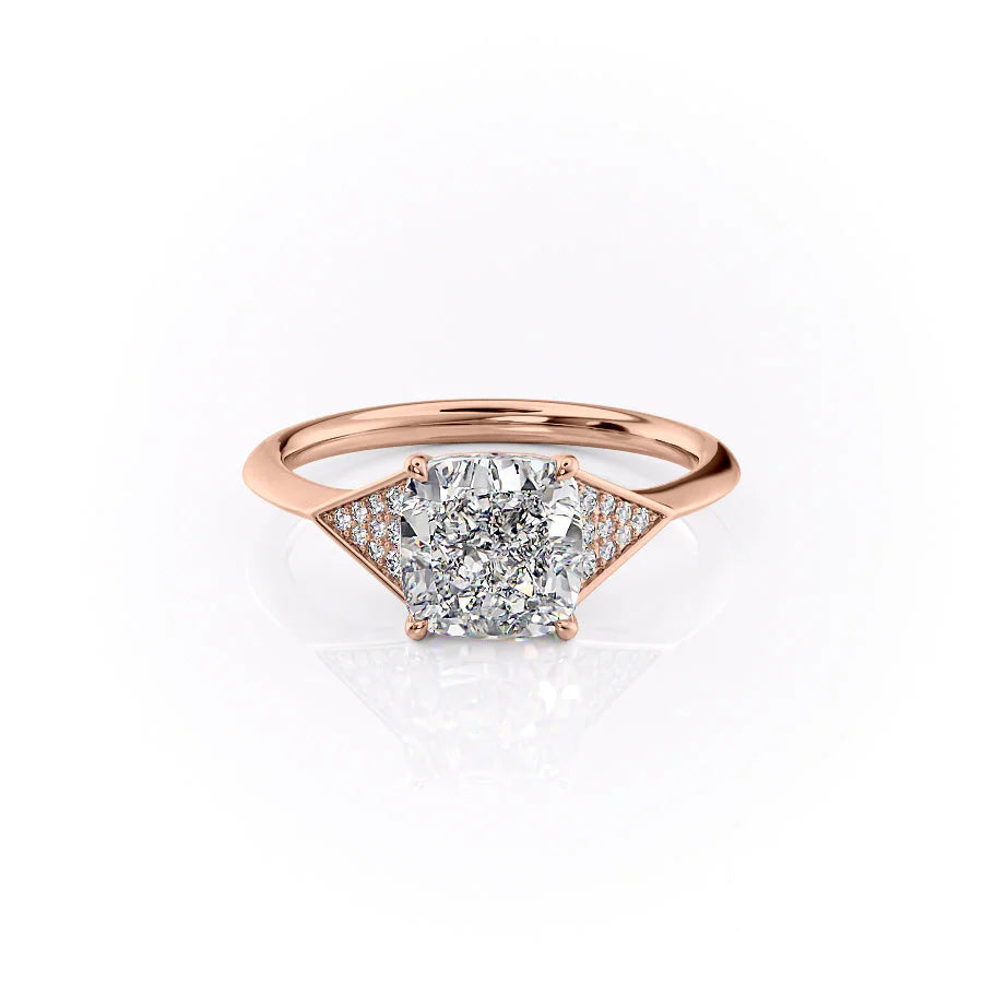 The Easton Set With Cushion Side Stone Lab Diamond 1 Carat 14K Rose#material_14k-rose