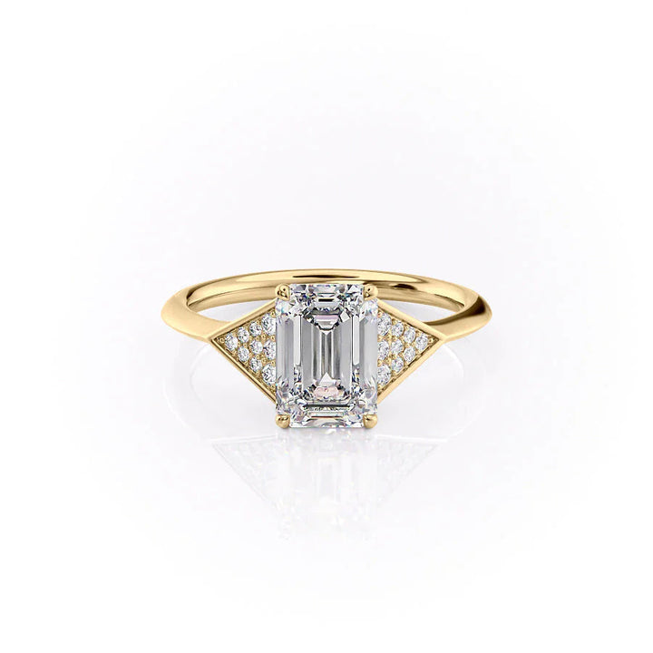 The Easton Set With Emerald Side Stone Lab Diamond 1 Carat 14K Gold#material_14k-gold