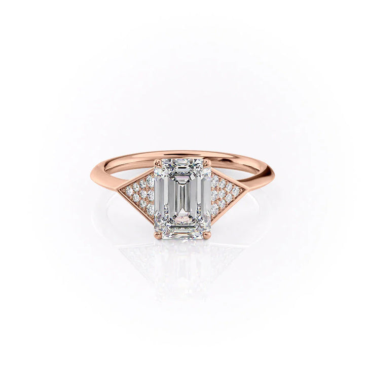 The Easton Set With Emerald Side Stone Lab Diamond 1 Carat 14K Rose#material_14k-rose