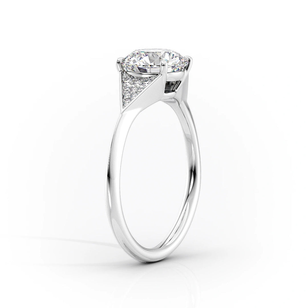 The Easton Set With Emerald Side Stone Moissanite#material_14k-white