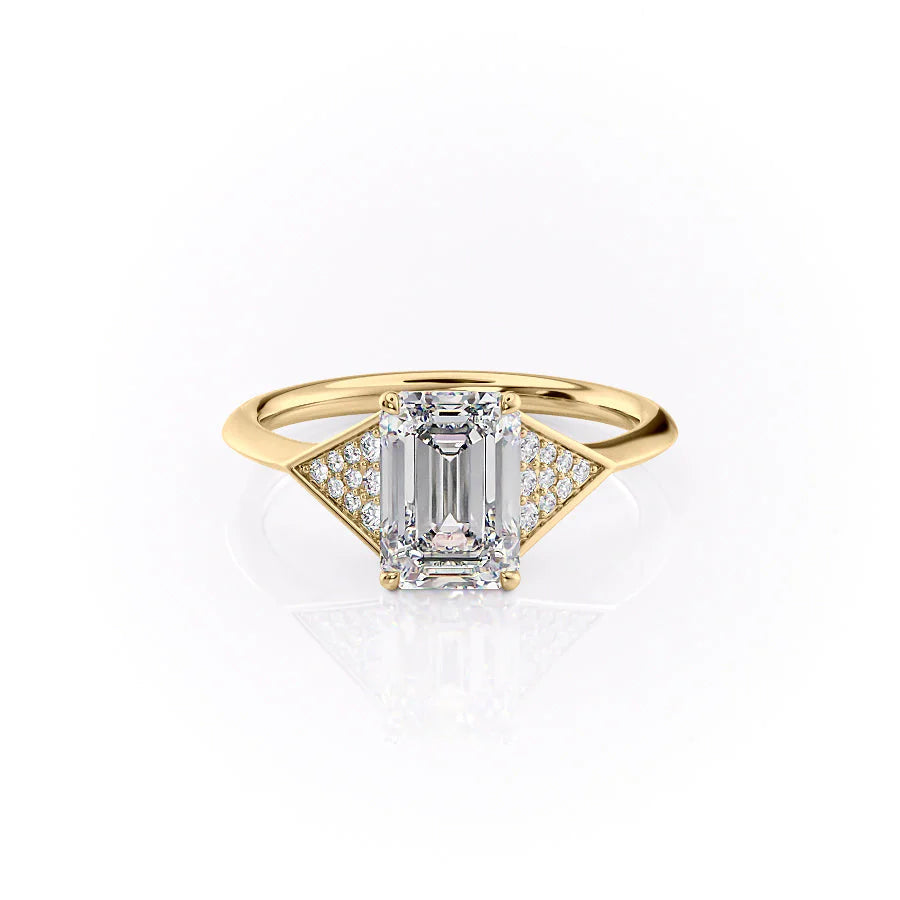 The Easton Set With Emerald Side Stone Moissanite#material_18k-gold